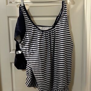 Navy and White Striped Tankini